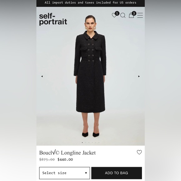 Self-Portrait Jackets & Blazers - Self Portrait Boucl√© Longline Jacket